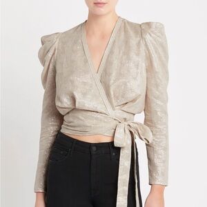 IRO Shimmering Cream Wrap Blouse